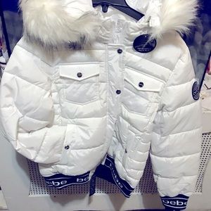 bebe white puffer jacket